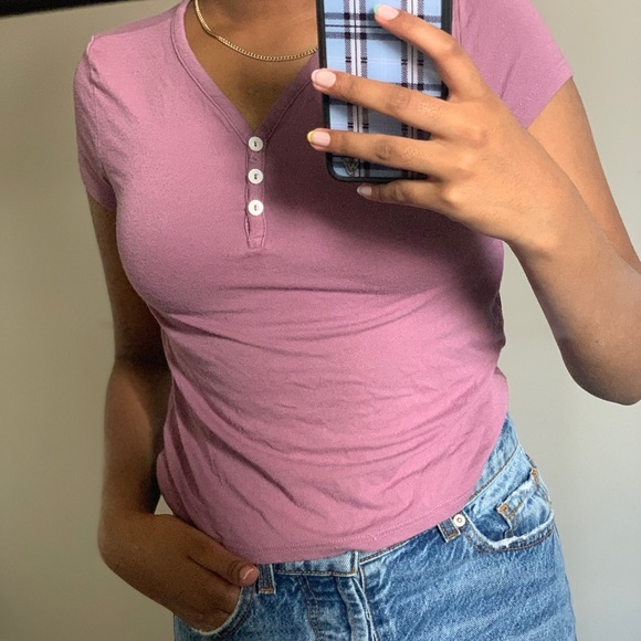 Hurley mauve purple v-neck t-shirt - Picture 3 of 3